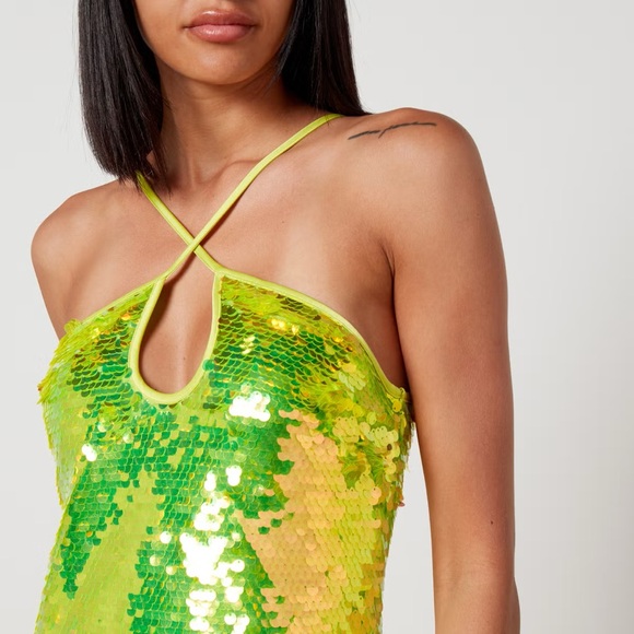 Cult Gaia Women Green Lily Sequin Sleeveless Dress Size S - Picture 5 of 12